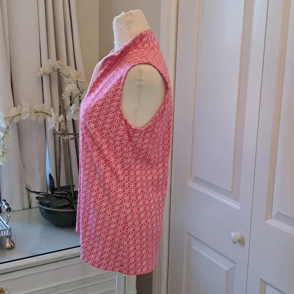 NWOT J.McLaughlin Womens Performance Golf/Tennis/Casual Pink Print Polo Shirt SM - Picture 2 of 8
